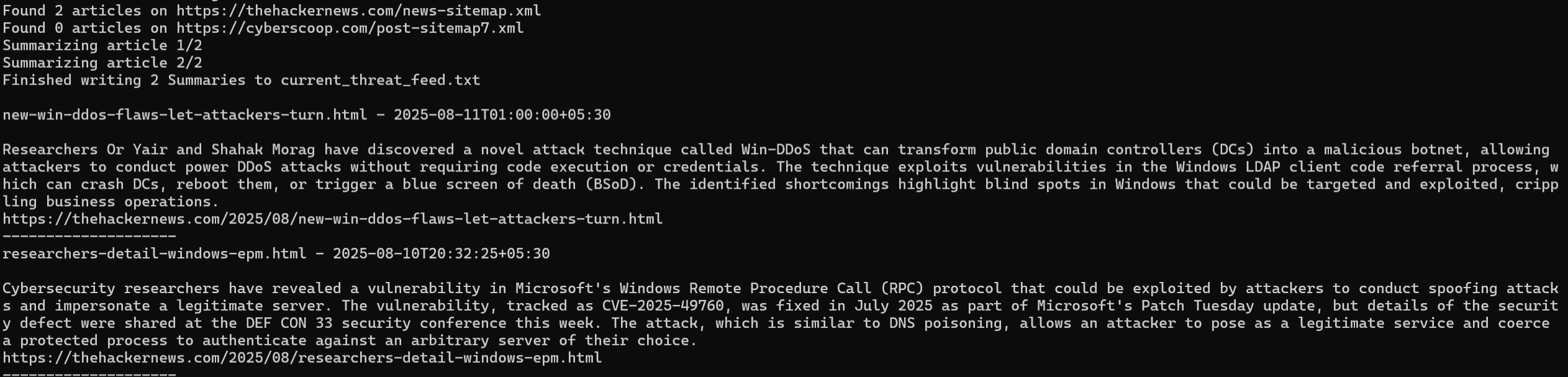 Automated Threat Feed screenshot