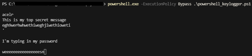 PowerShell Keylogger screenshot